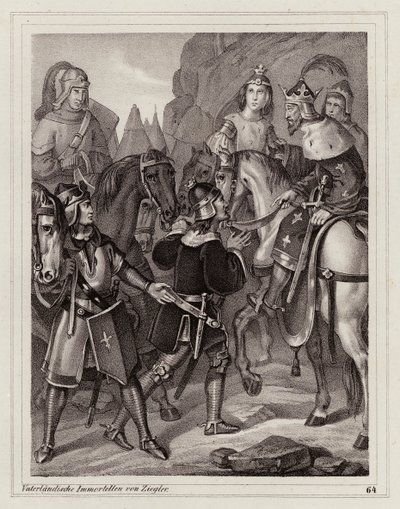 Ludvig den fromme, frankernas kung och tysk-romersk kejsare (gravyr) av Peter Johann Nepomuk Geiger