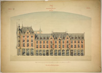 Rathskellers nya byggnad, Halle (Saale), Sachsen-Anhalt, Tyskland, Höjd av Peter Joseph Weber