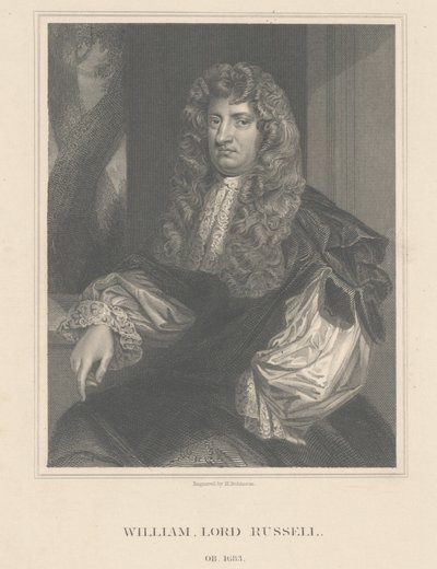 Porträtt av Lord William Russell, graverad av H. Robinson av Peter Lely