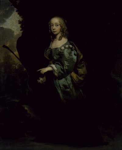 Porträtt av en ung flicka i grönt (olja på duk) av Peter Lely