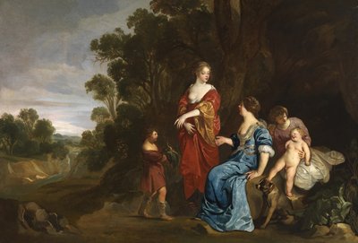 Rueben presenterar Mandrakes till Leah, 1640-50 av Peter Lely