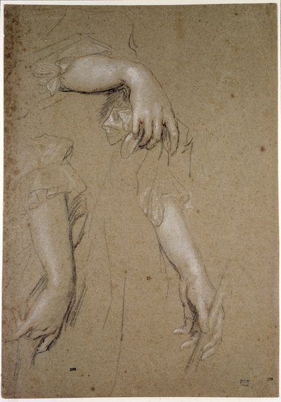 Studies of Hands, 1600-talet (krita på papper) av Peter Lely