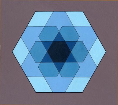 Overlaying Hexagons, 2009 (akryl ombord) av Peter McClure