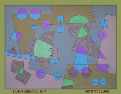 TYST MELODY, 2017, AKRYL PÅ PAPPER av Peter McClure