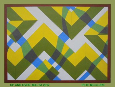UP AND OVER, 2017, AKRYL PÅ PAPPER av Peter McClure