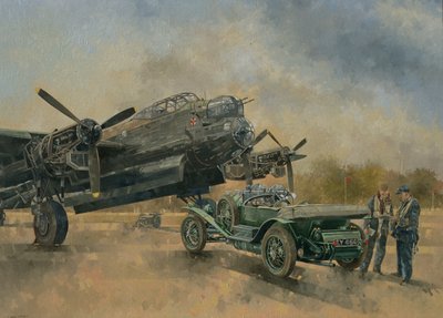 A Lancaster and a Bentley, 2000 (olja på duk) av Peter Miller