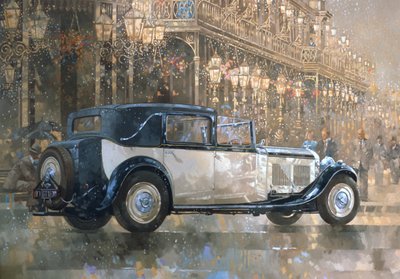 Julbelysning och 8 liters Bentley (olja på duk) av Peter Miller