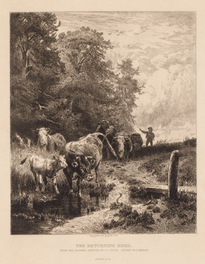 Den återvändande flocken, ca. 1885. av Peter Moran