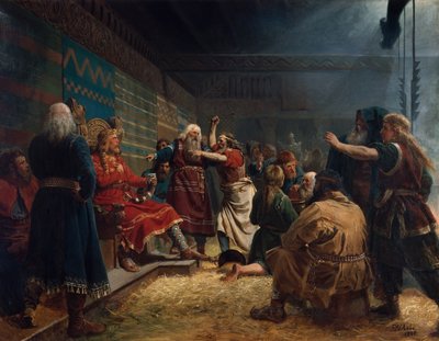 Haakon den gode och bönder vid buroffret av Peter Nicolai Arbo