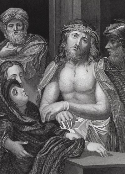 Ecce Homo, Jesaja, kap 53, v 5 (gravyr) av Peter Paul (after) Rubens