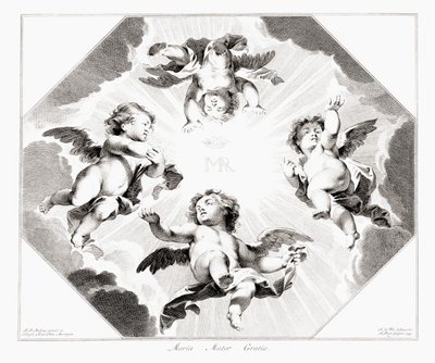 Fyra barnänglar som firar Jungfru Maria. av Peter Paul (after) Rubens