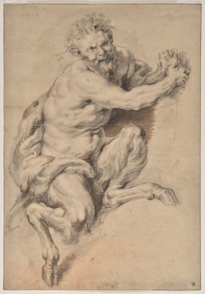 En faun som tar tag i ett druvklase av Peter Paul Rubens