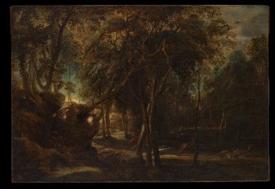 En skog i gryningen med hjortjakt av Peter Paul Rubens