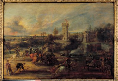 En turnering nära depån av Steen Castle (medeltiden). Flamländsk målning av Pierre Paul (Pierre-Paul) Rubens (eller Peter Paul eller Petrus Paulus) (1577-1640) av Peter Paul Rubens
