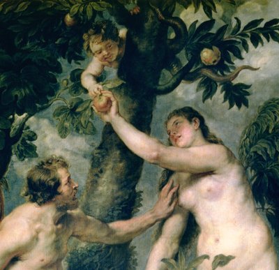 Adam och Eva (kopierat från målningen av Titian) (detalj av 51710) av Peter Paul Rubens