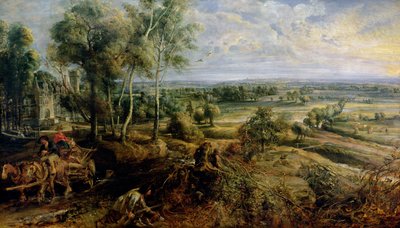 Ett höstlandskap med utsikt över Het Steen i tidig morgon, c.1636 av Peter Paul Rubens