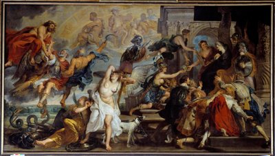 Apoteos av Henrik IV (1553-1610) och proklamation av regentskapet för Maria av Medicis (1573-1642) 1610. Målning av Pierre Paul (Pierre-Paul) Rubens (eller Peter Paul eller Petrus Paulus) (1577-1640), flamländsk skola av Peter Paul Rubens