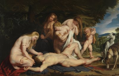 Adonis död (Venus sörjer Adonis). Omkring 1614 av Peter Paul Rubens