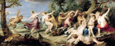 Diana och hennes nymfer överraskade av fauner, 1638-40 av Peter Paul Rubens