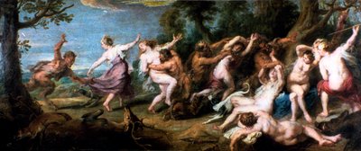 Diana och hennes nymfer överraskade av faunerna, 1638-1640 av Peter Paul Rubens