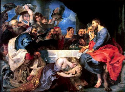 Fest i fariséen Simons hus, mellan 1618 och 1620. av Peter Paul Rubens