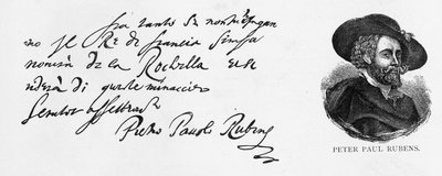 Rubens handstil och underskrift från ett brev på italienska om den engelska flottans nederlag vid belägringen av La Rochelle, skrivet från Antwerpen, 30 december, 1627 av Peter Paul Rubens