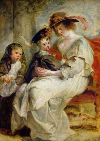 Helene Fourment (1614-73) med två av hennes barn, Claire-Jeanne och Francois, ca 1636-37 av Peter Paul Rubens