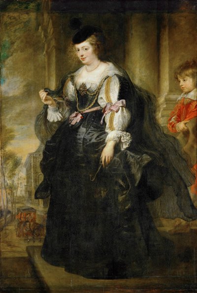 Helene Fourment med vagn (målning på trä) av Peter Paul Rubens