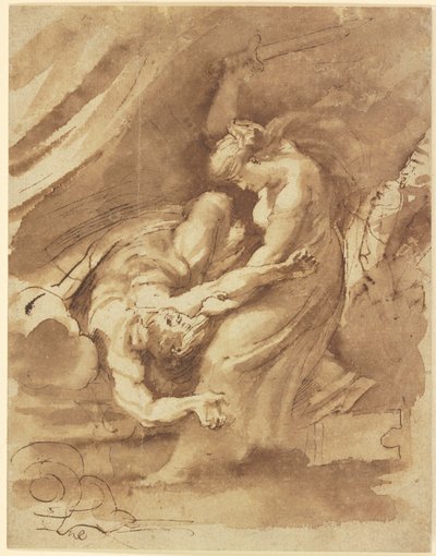 Judith halshugger Holofernes, ca 1609-10 (tusch och lavering på papper) av Peter Paul Rubens