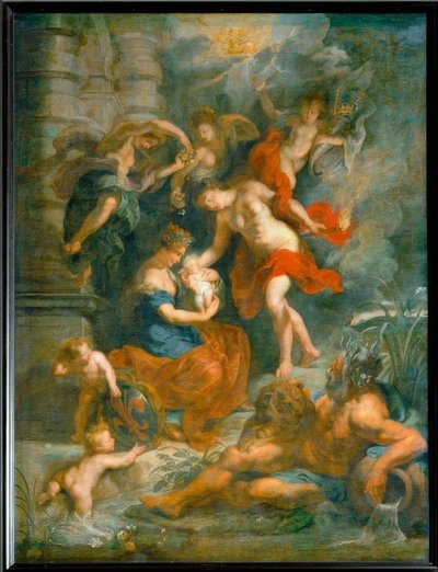 Drottning Marie de Medicis födelse i Florens den 26 april 1573 av Peter Paul Rubens