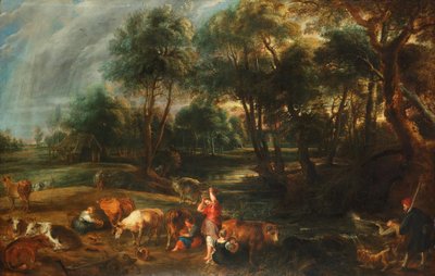 Landskap med kor och andjägare av Peter Paul Rubens