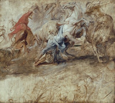 Lejonjakt (oljeskiss) Baksida: Bröllop i procuratione (skiss till Medici-cykeln) av Peter Paul Rubens