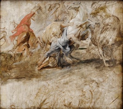 Lejonjakt; baksida: Äktenskap genom ombud (skiss till Medicicykeln) av Peter Paul Rubens