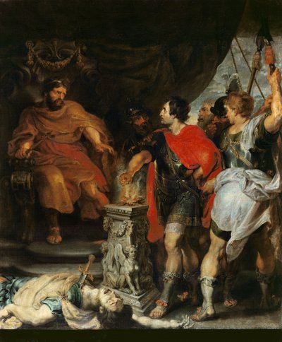 Mucius Scaevola før Lars Porsena, c.1618-20 swed av Peter Paul Rubens