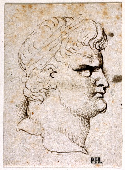 Nero, från tio teckningar av åtta av de första tolv kejsarna, efter Giovanni da Cavinos medaljer (penna och bläck på papper) av Peter Paul Rubens