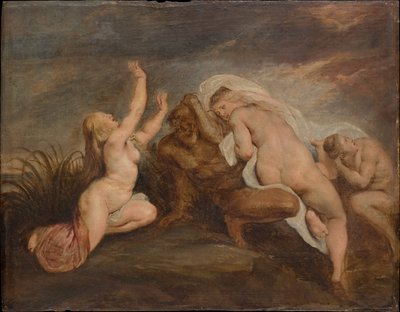 Nymfer och flodgud (fragment av en framställning av Phaetons fall) av Peter Paul Rubens