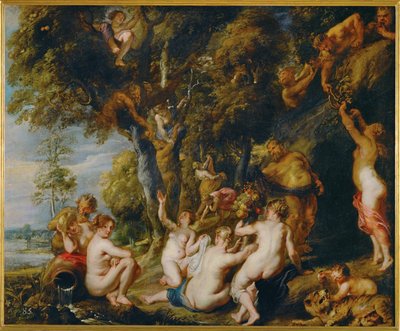 Nymfer och satyrer (målning på duk) av Peter Paul Rubens