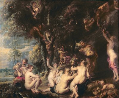Nymphs and Satyrs, ca 1635 (olja på duk) av Peter Paul Rubens