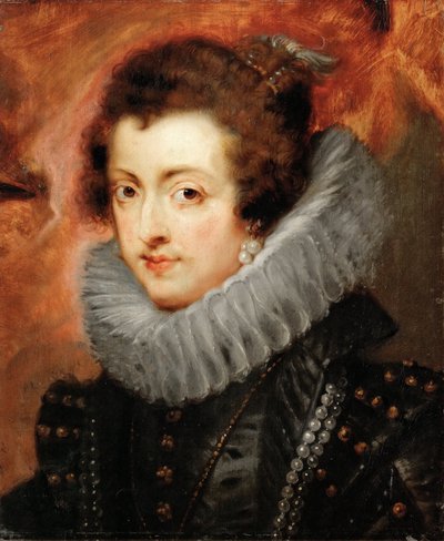 Porträtt av Elisabeth av Frankrike (1602-1644), drottning gemål av Spanien - Pieter Paul Rubens (1577-1640). Olja på trä, c. 1629. Mått : 48,5x40,5 cm. Konsthistoriska museet, Vienne av Peter Paul Rubens