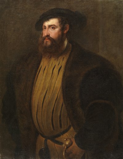 Porträtt av Hernan Cortez (?) (efter Tizian) av Peter Paul Rubens