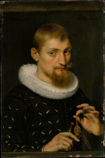 Porträtt av en man, möjligen en arkitekt eller geograf av Peter Paul Rubens
