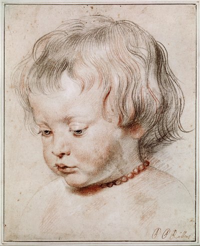 Porträttstudie av hans son Nicolas av Peter Paul Rubens