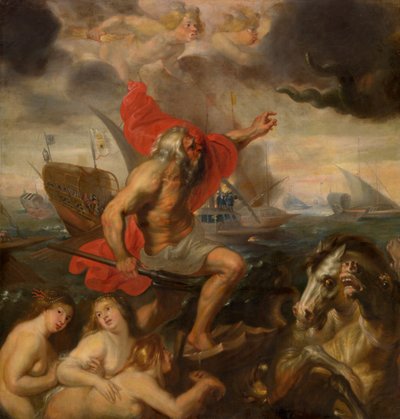 Quos Ego - Neptunus lugnar ner stormen (olja) av Peter Paul Rubens