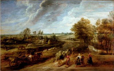 Böndernas återkomst efter arbetsdagen på fälten (olja på duk av Peter Paul Rubens