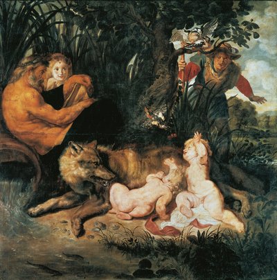 Romulus och Remus (olja på duk) av Peter Paul Rubens