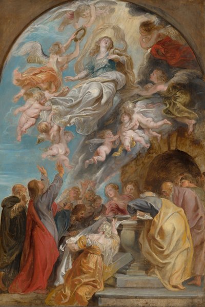 Skiss till Jungfru Marias himmelsfärd av Peter Paul Rubens