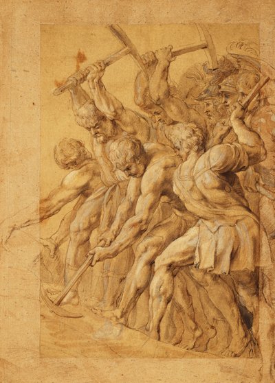 Soldater som förstör en bro, av Peter Paul Rubens