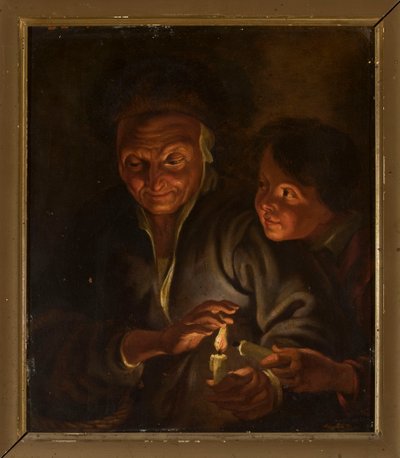 Gammal kvinna och pojke med ett ljus av Peter Paul Rubens
