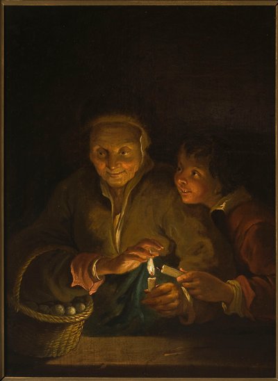 Gammal kvinna och pojke med ett ljus av Peter Paul Rubens