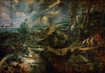 Stormigt landskap med Philemon och Baucis av Peter Paul Rubens